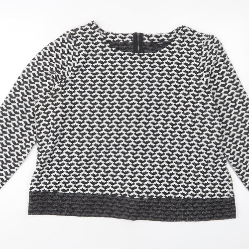NEXT Womens White Geometric Polyester Pullover Sweatshirt Size 18 Zip