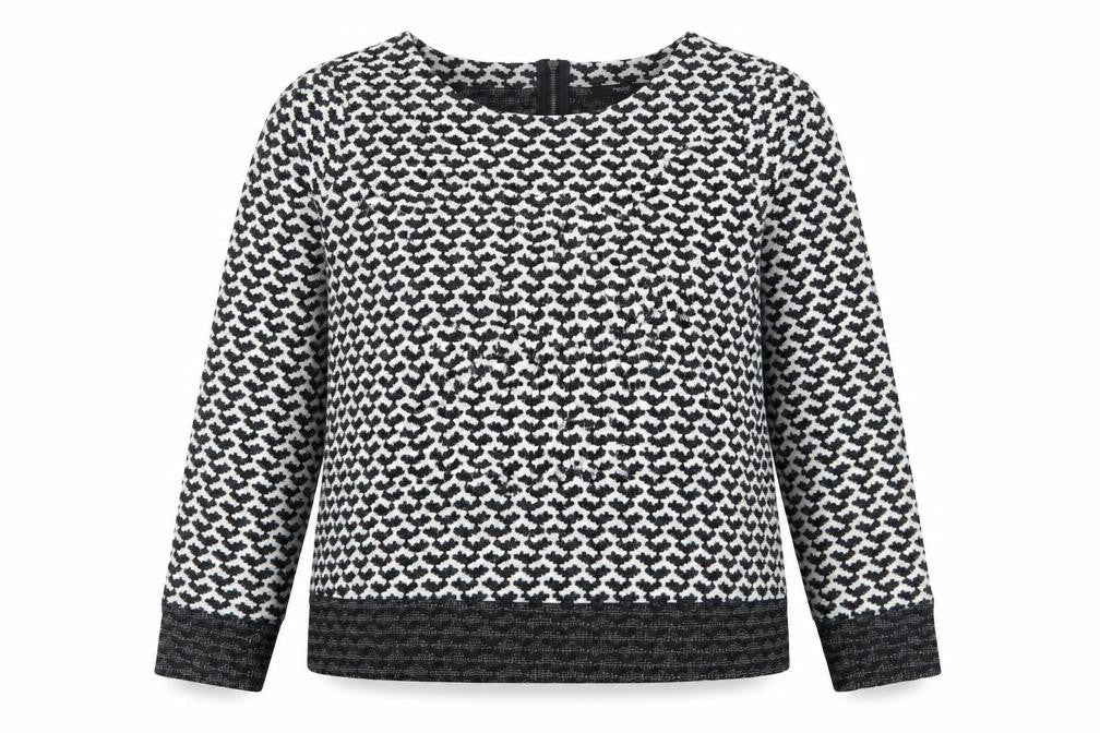 Next Womens White Geometric Polyester Pullover Sweatshirt Size 18 Zip