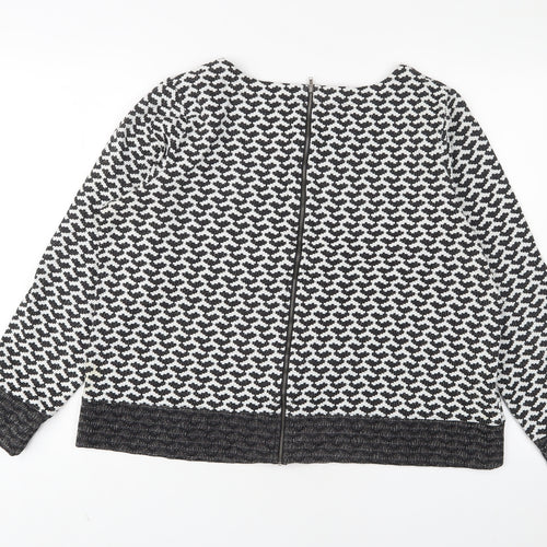 NEXT Womens White Geometric Polyester Pullover Sweatshirt Size 18 Zip