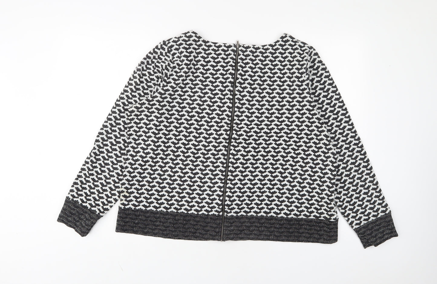 NEXT Womens White Geometric Polyester Pullover Sweatshirt Size 18 Zip