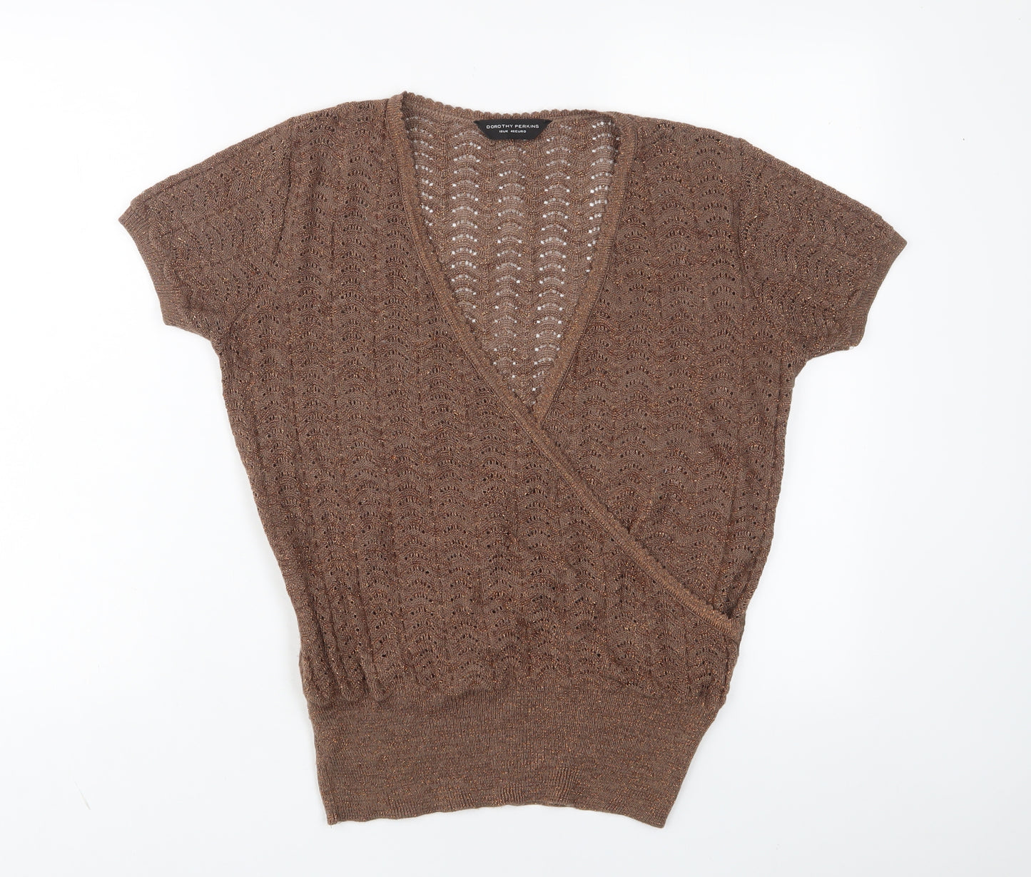 Dorothy Perkins Womens Brown V-Neck Acrylic Pullover Jumper Size 18