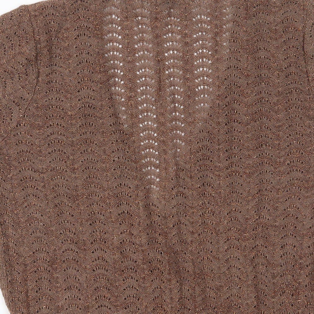 Dorothy Perkins Womens Brown V-Neck Acrylic Pullover Jumper Size 18