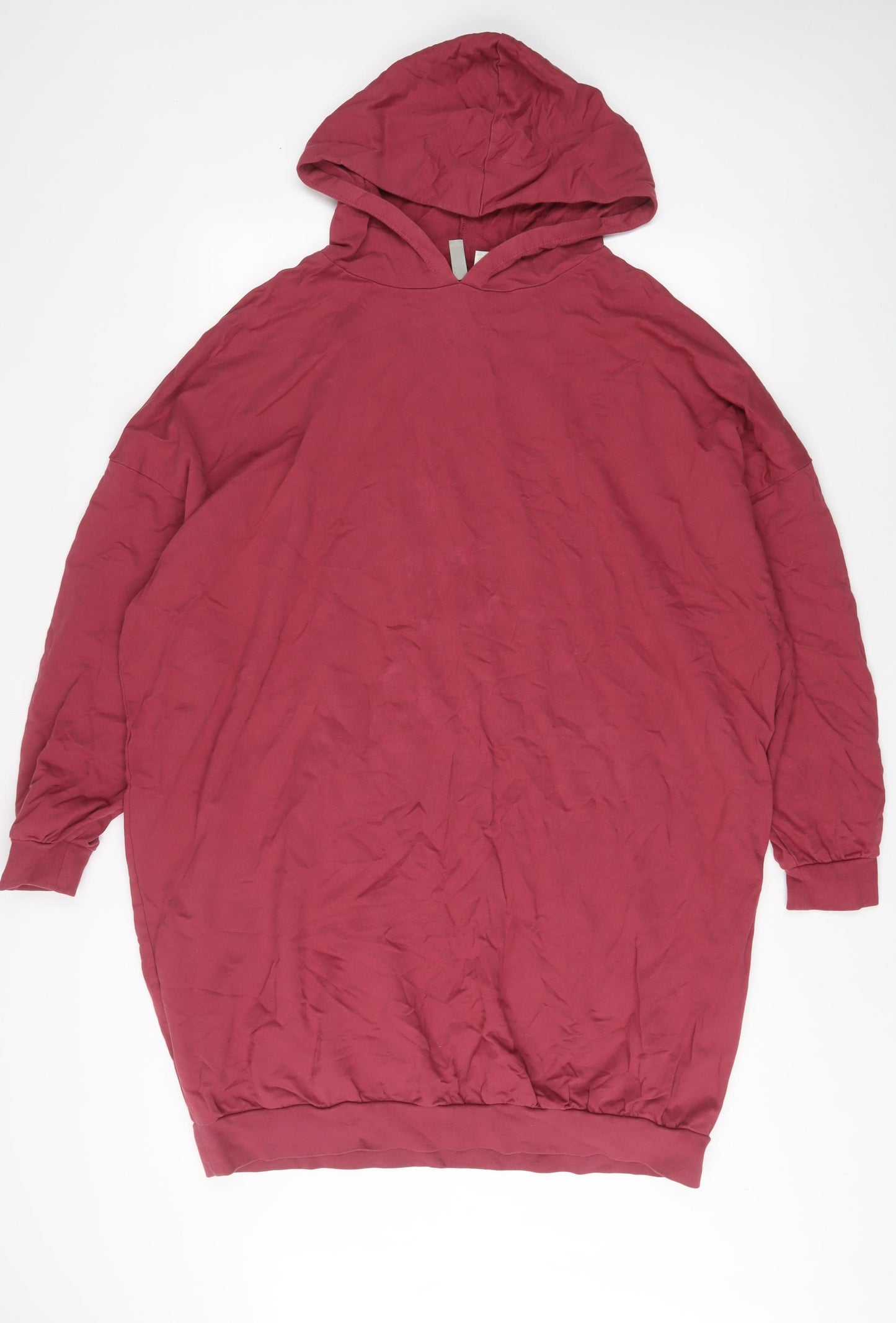 ASOS Womens Pink Cotton Jumper Dress Size 14 Crew Neck Pullover - Oversized