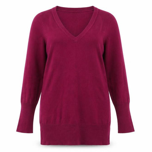 Dorothy Perkins Womens Purple V-Neck Acrylic Pullover Jumper Size 14