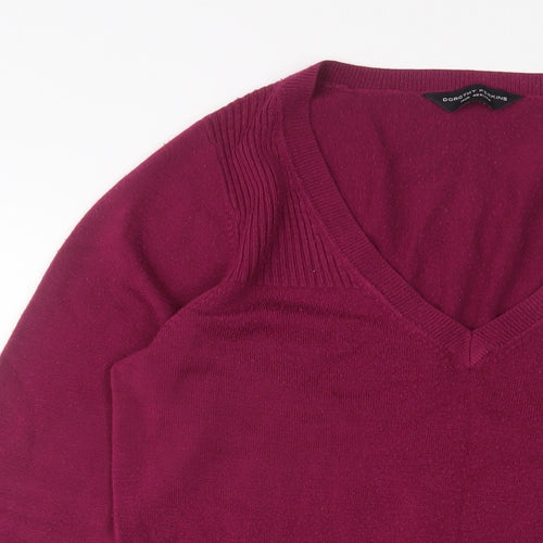 Dorothy Perkins Womens Purple V-Neck Acrylic Pullover Jumper Size 14