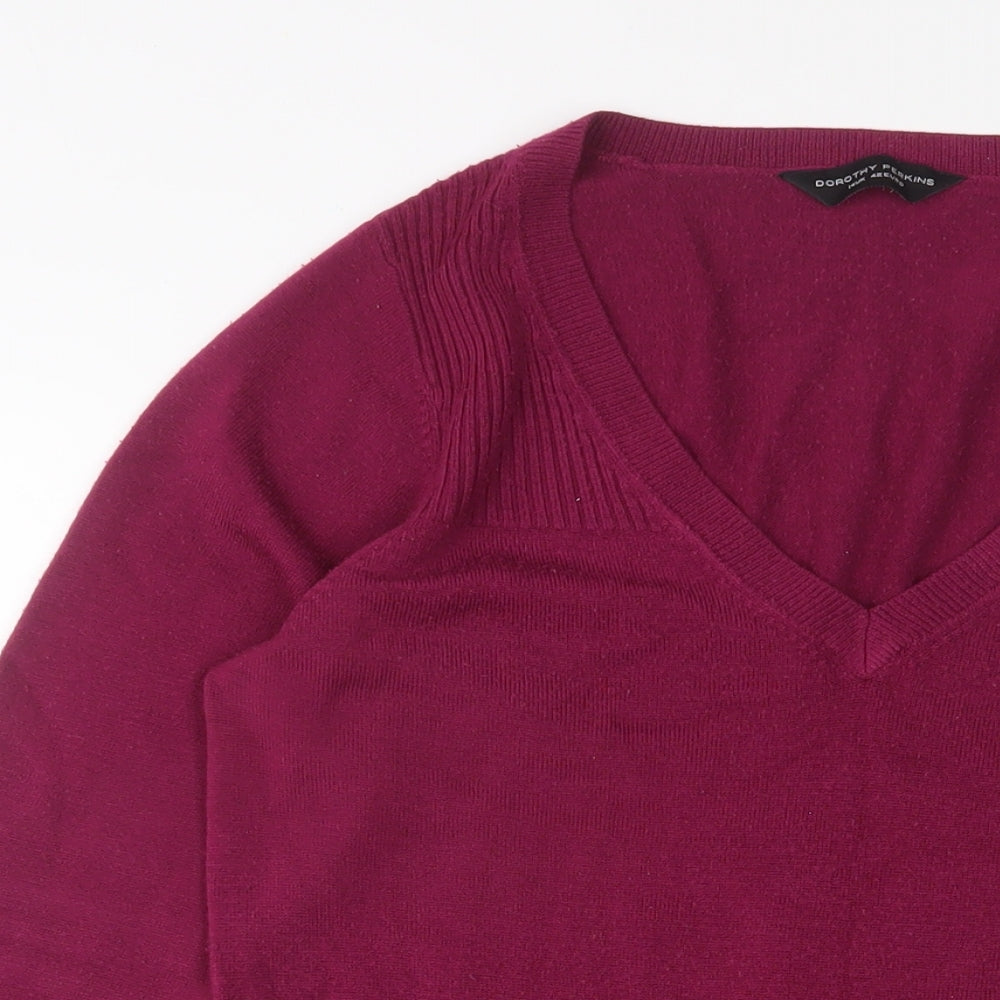 Dorothy Perkins Womens Purple V-Neck Acrylic Pullover Jumper Size 14
