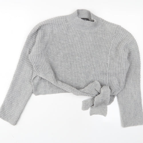 Parallel Womens Grey Crew Neck Acrylic Pullover Jumper Size S