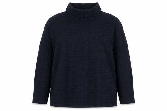 Front view of Next women’s blue plaid polyester pullover sweatshirt, size UK 20, pullover