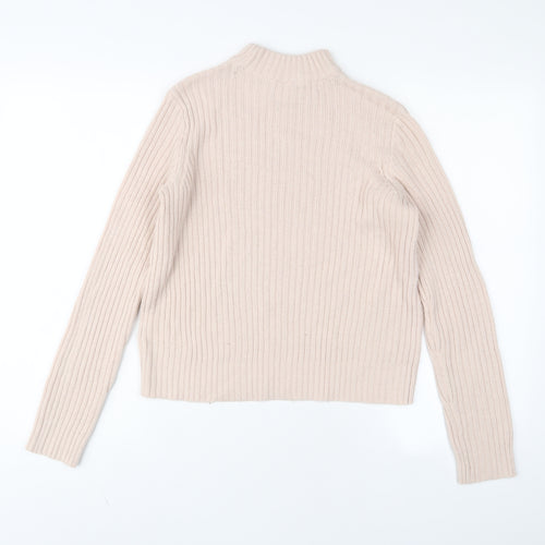 H&M Womens Pink Round Neck Acrylic Pullover Jumper Size S