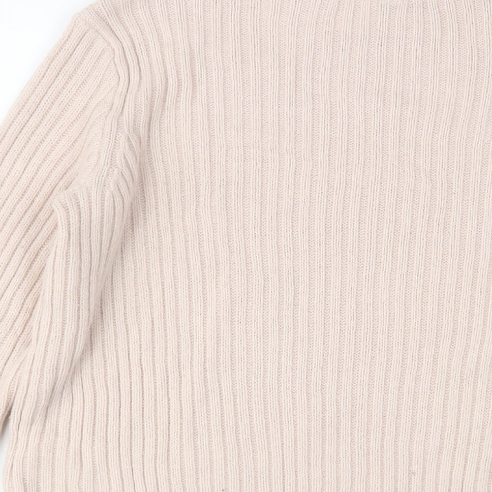 H&M Womens Pink Round Neck Acrylic Pullover Jumper Size S