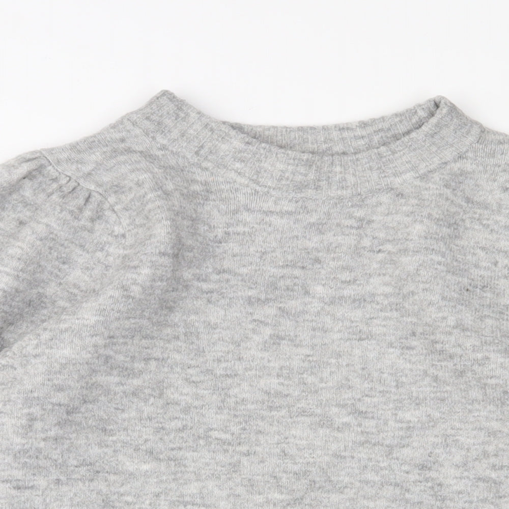 H&M Womens Grey Round Neck Acrylic Pullover Jumper Size M
