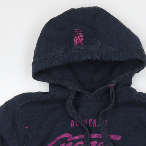 Crosshatch Womens Blue Polyester Pullover Hoodie Size L Pullover - Logo