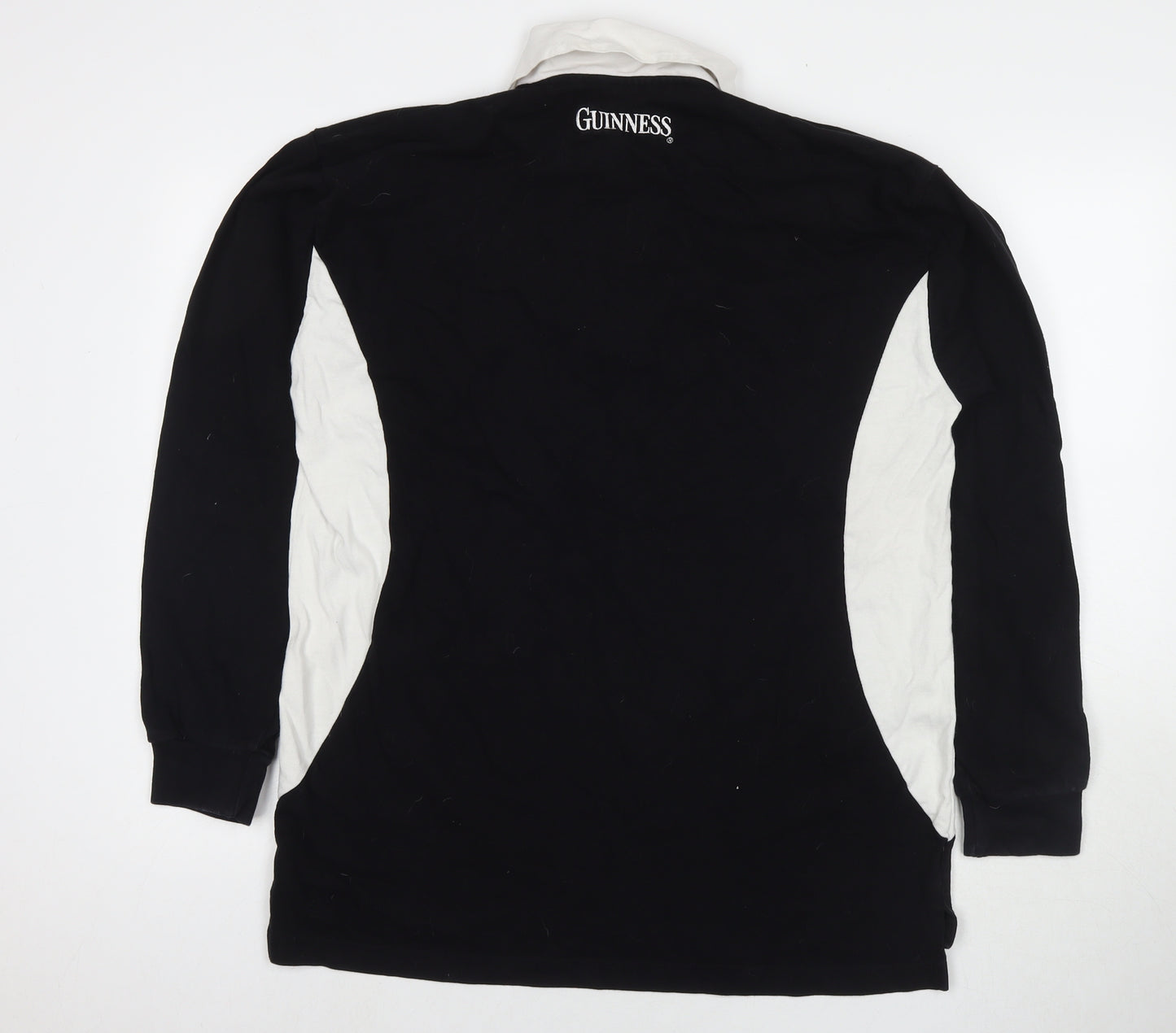 Guinness Mens Black Colourblock Cotton Polo Size L Collared Pullover - Rugby