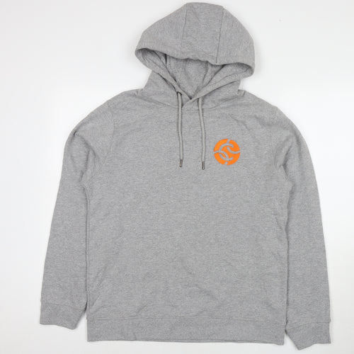Henbury Mens Grey Cotton Pullover Hoodie Size M