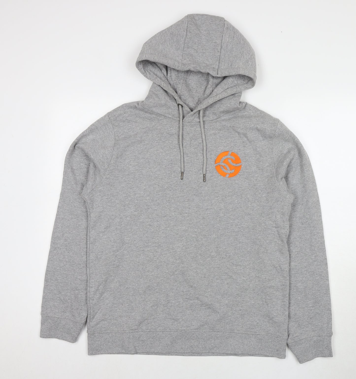 Henbury Mens Grey Cotton Pullover Hoodie Size M