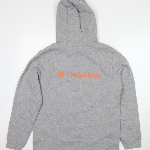 Henbury Mens Grey Cotton Pullover Hoodie Size M