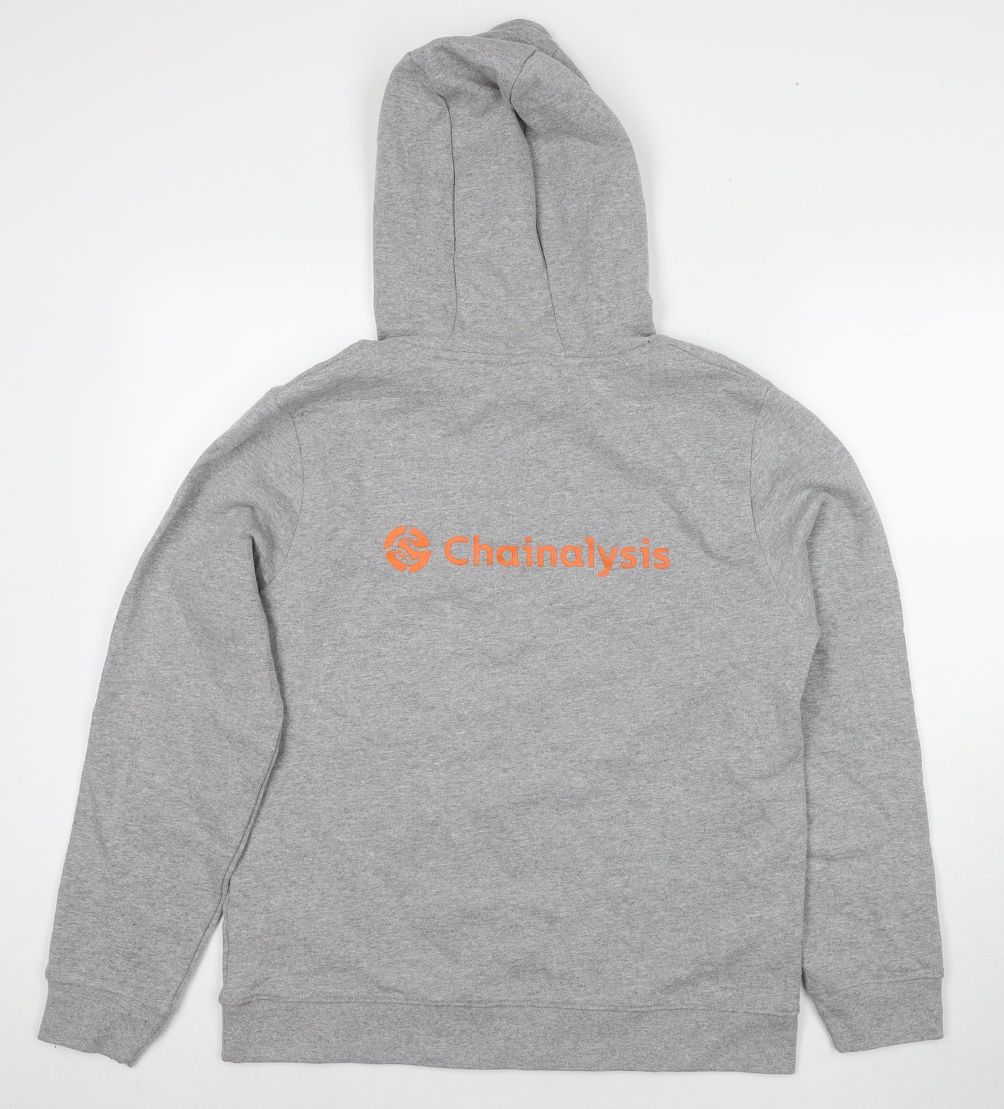 Henbury Mens Grey Cotton Pullover Hoodie Size M