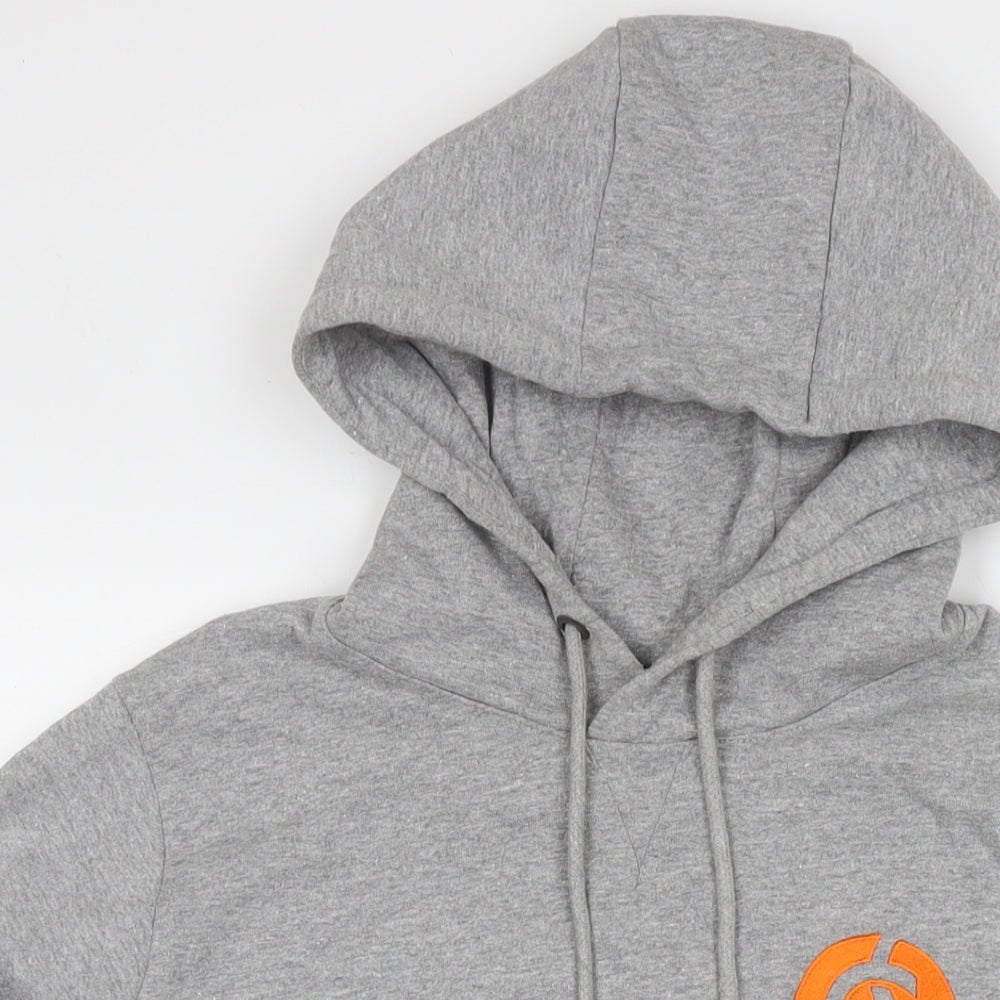 Henbury Mens Grey Cotton Pullover Hoodie Size M