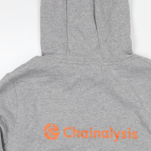Henbury Mens Grey Cotton Pullover Hoodie Size M