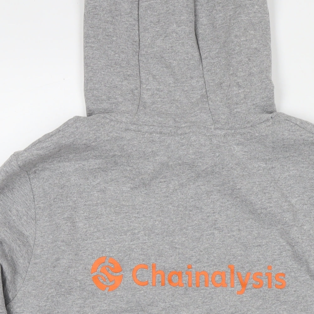 Henbury Mens Grey Cotton Pullover Hoodie Size M