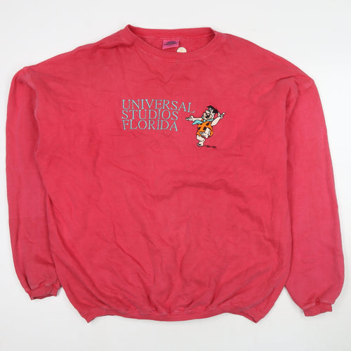 Somers Womens Pink Cotton Pullover Sweatshirt Size L Pullover - Universal Studios Florida Fred Flintstone