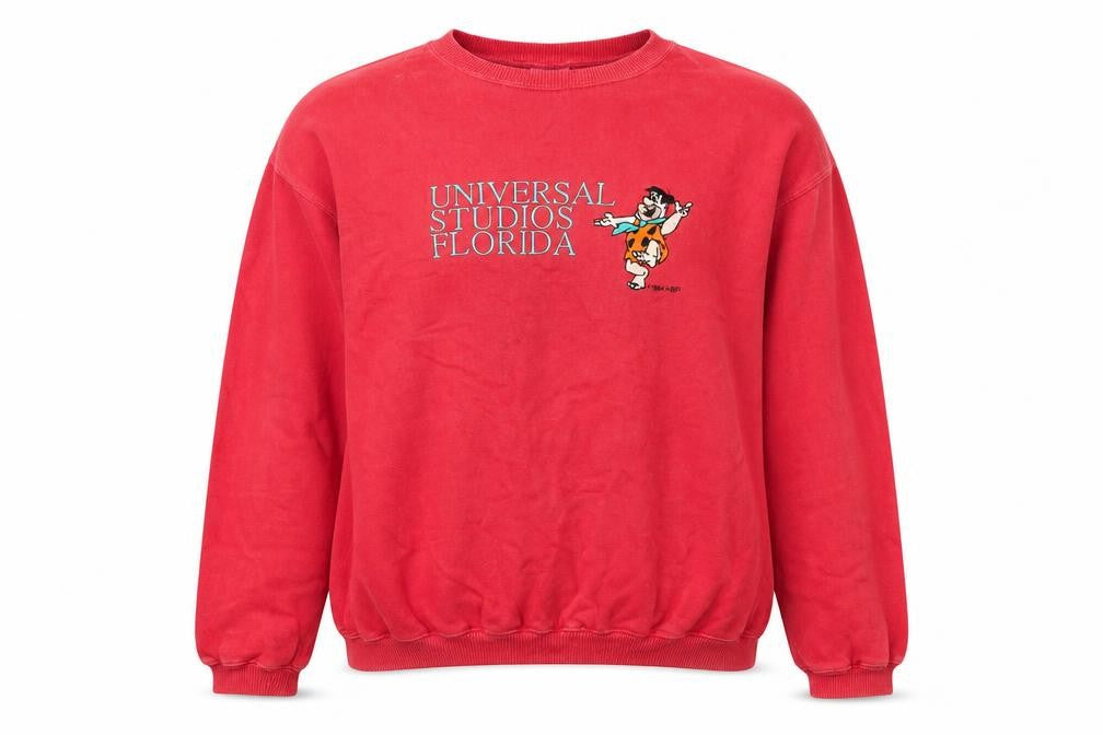 Somers Womens Pink Cotton Pullover Sweatshirt Size L Pullover - Universal Studios Florida Fred Flintstone
