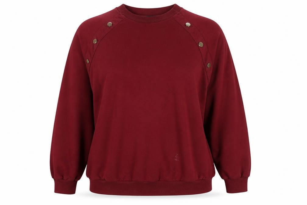 Front view of JD Williams women’s red cotton pullover sweatshirt, size UK 16, pullover