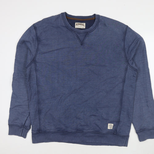 Admiral Mens Blue Cotton Pullover Sweatshirt Size 2XL