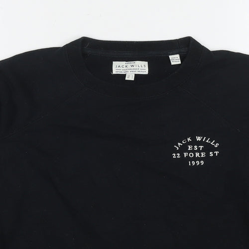 Jack Wills Womens Black Cotton Pullover Sweatshirt Size 6 Pullover