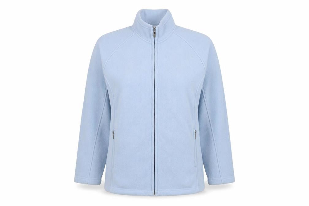 Front view of Bonmarché women’s blue jacket, size M, zip