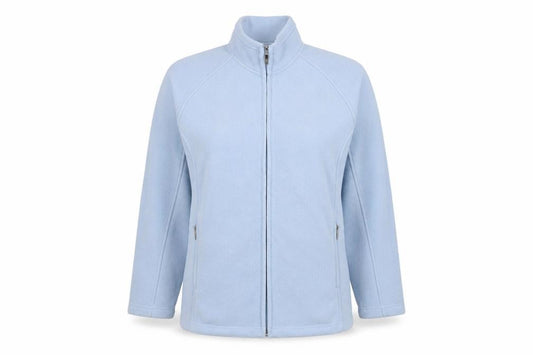 Front view of Bonmarché women’s blue jacket, size M, zip