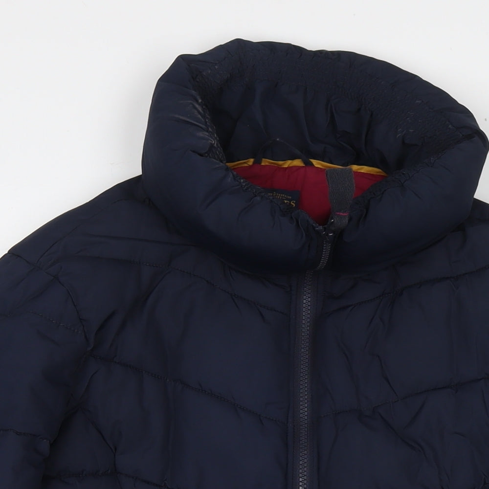 Joules Womens Blue Puffer Jacket Jacket Size 14 Zip