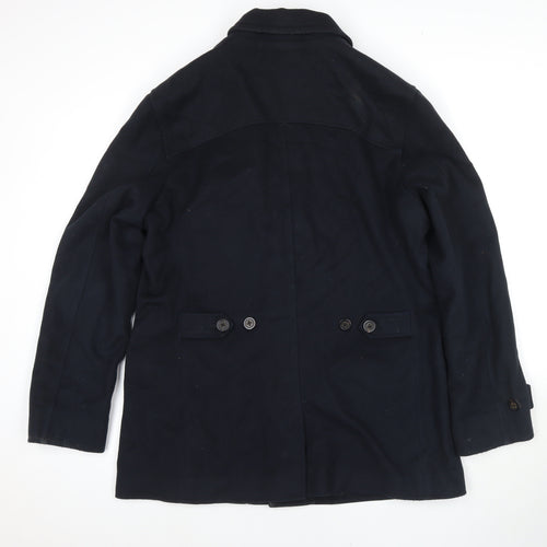 Oliver Spencer Mens Black Overcoat Coat Size L Zip