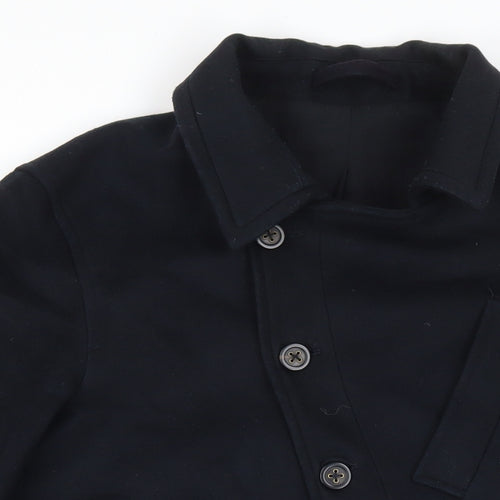 Oliver Spencer Mens Black Overcoat Coat Size L Zip