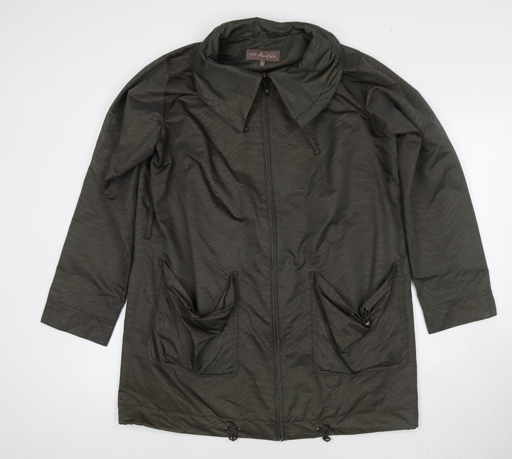 Marks and Spencer Womens Brown Parka Jacket Size 14 Zip