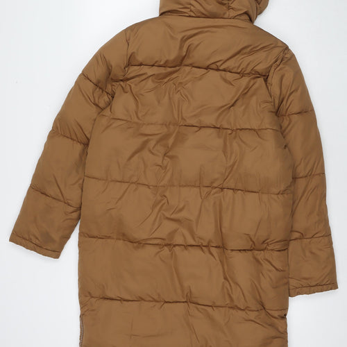 New Look Womens Brown Quilted Coat Size 8 Zip