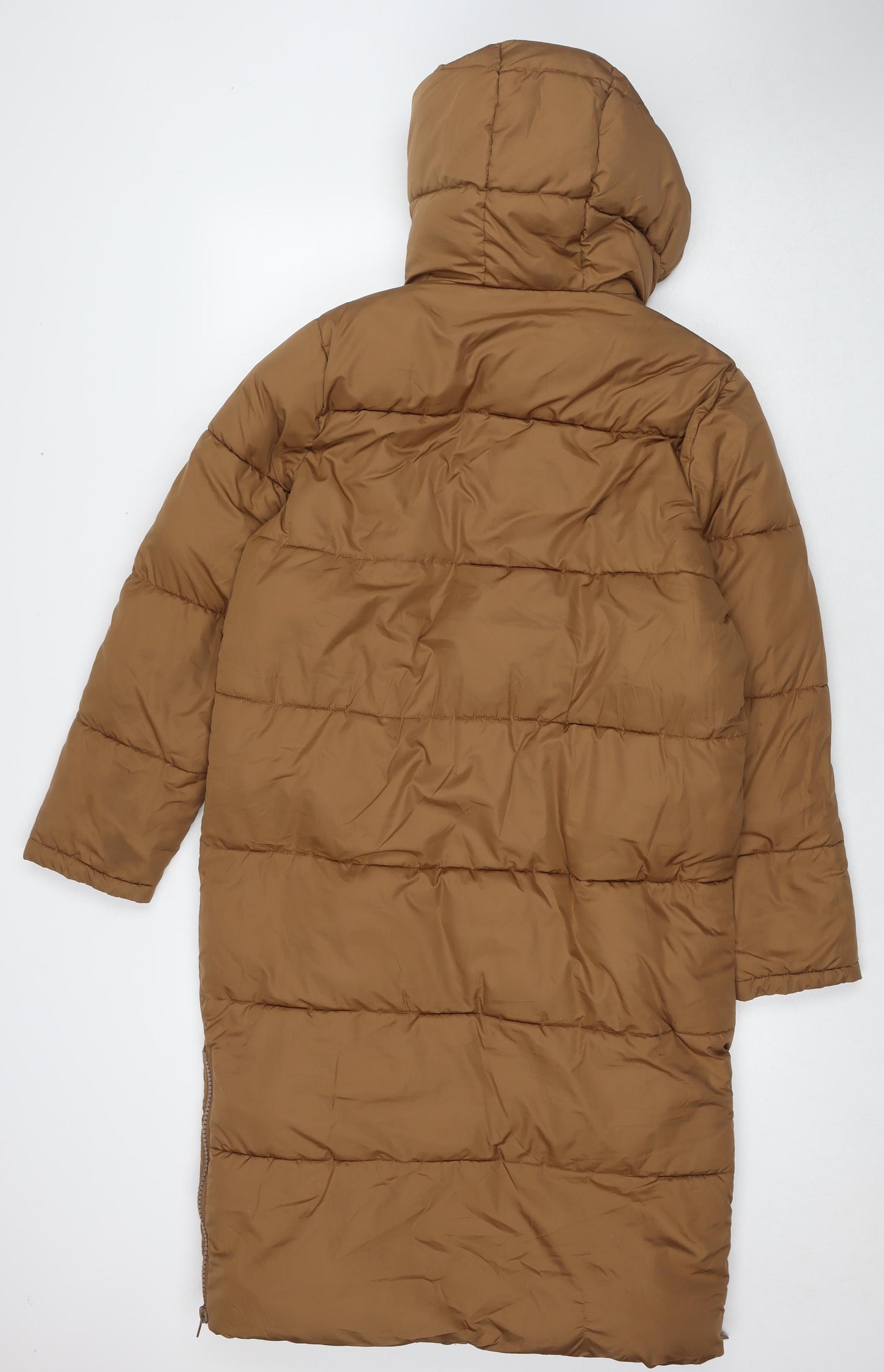 New Look Womens Brown Quilted Coat Size 8 Zip