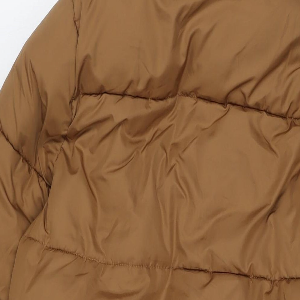 New Look Womens Brown Quilted Coat Size 8 Zip