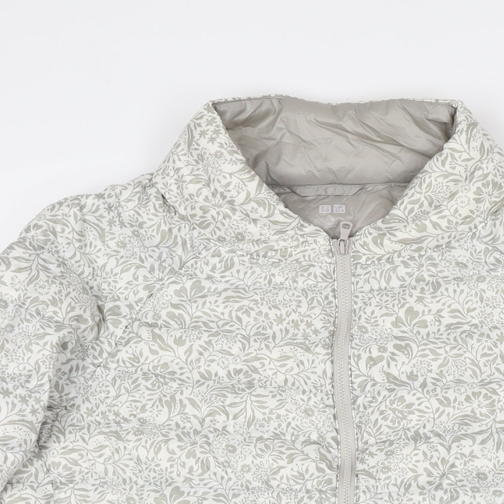 Uniqlo Womens Grey Floral Jacket Size M Zip
