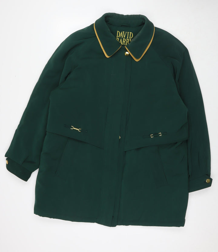 David Barry Womens Green Parka Jacket Size 18 Zip