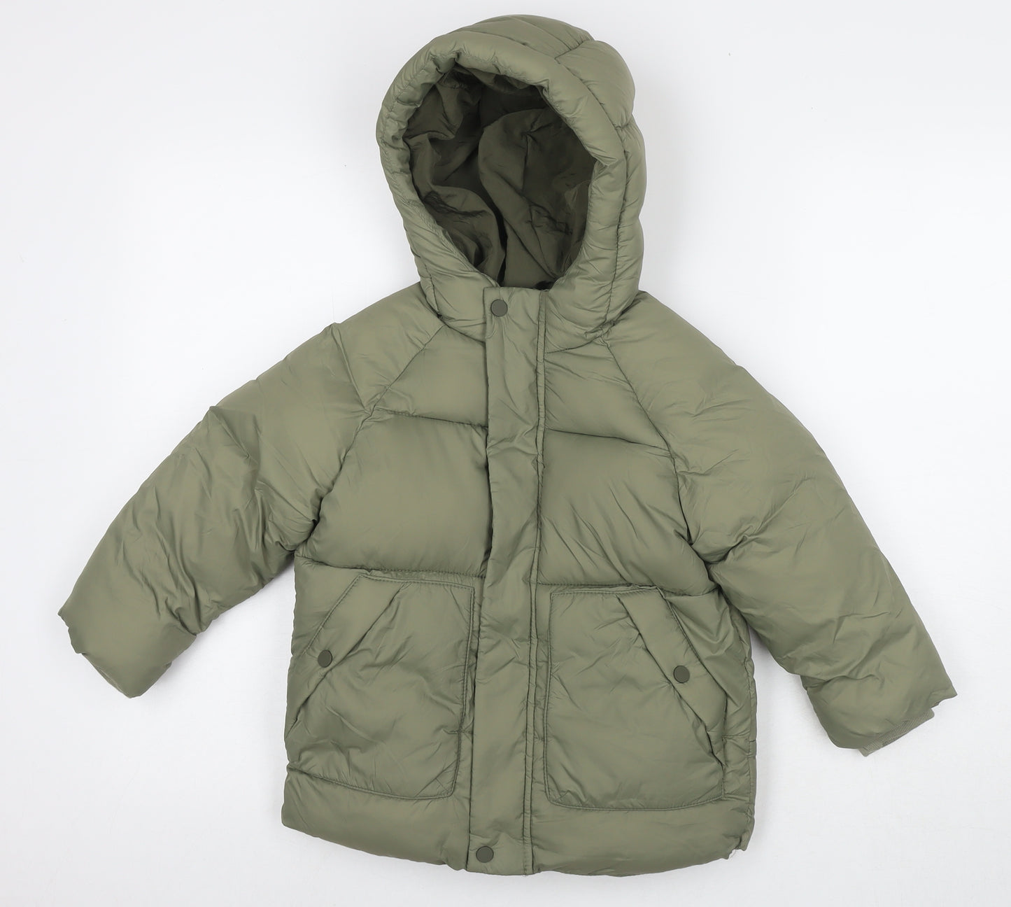 Zara Girls Green Puffer Jacket Jacket Size 4-5 Years Zip
