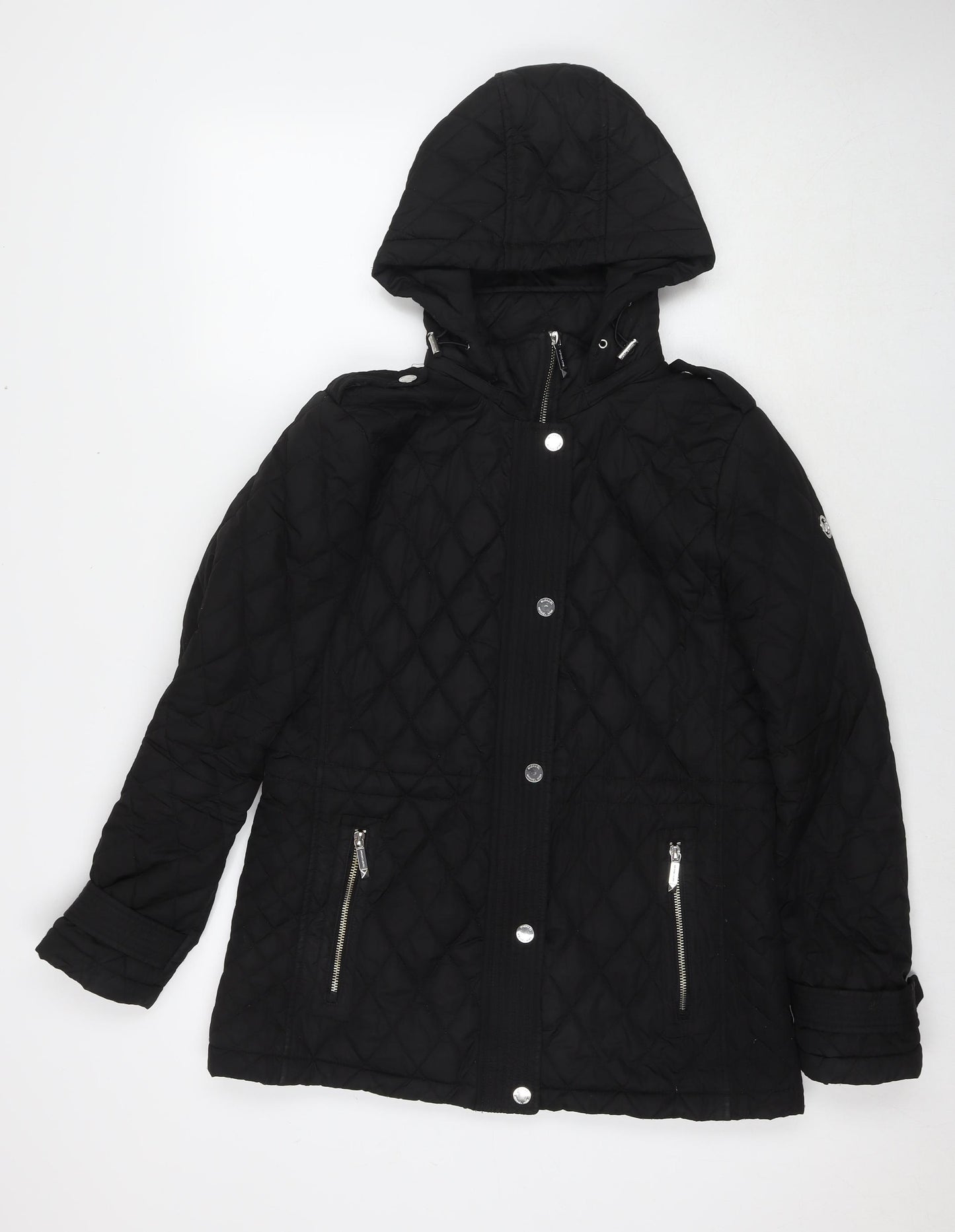 Michael Kors Womens Black Quilted Jacket Size M Zip