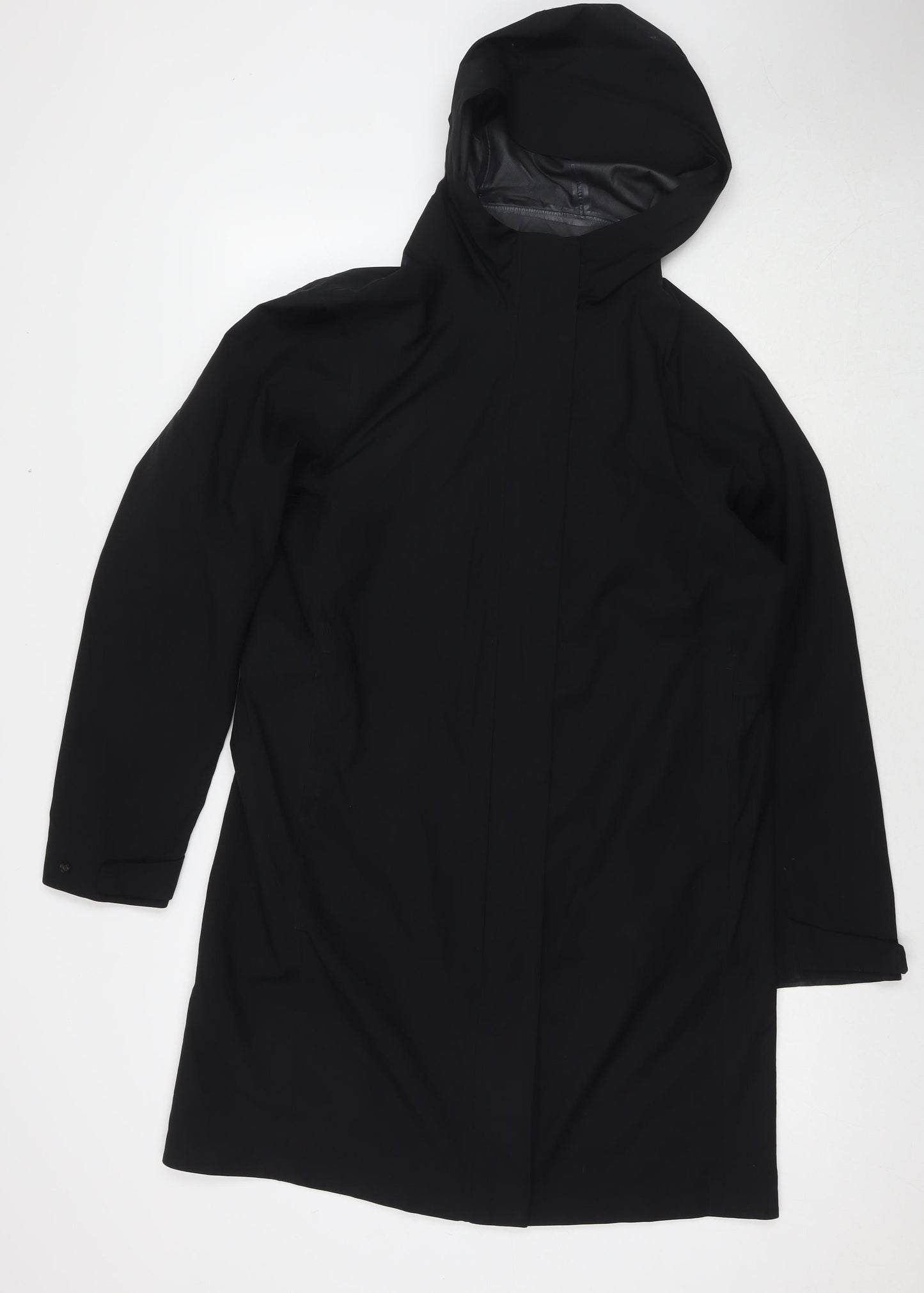 Uniqlo Womens Black Rain Coat Jacket Size M Zip - Waterproof