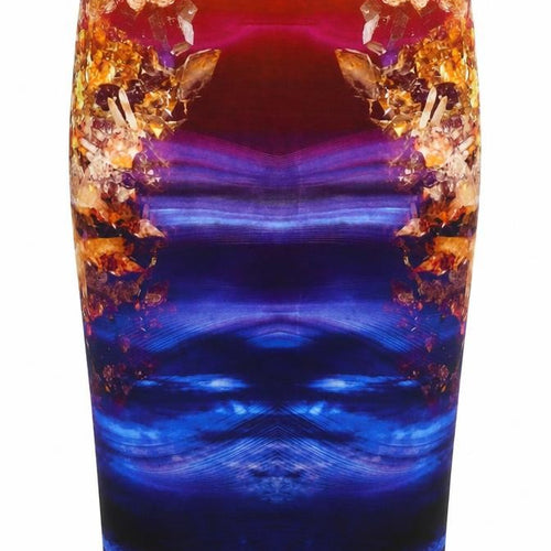 QMC Womens Multicoloured Geometric Viscose Bandage Skirt Size M Zip