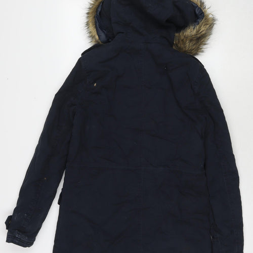 New Look Womens Blue Parka Jacket Size 6 Zip