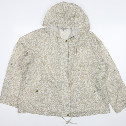 Marks and Spencer Womens Beige Floral Jacket Size XL Zip