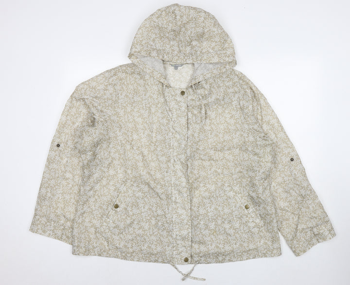 Marks and Spencer Womens Beige Floral Jacket Size XL Zip
