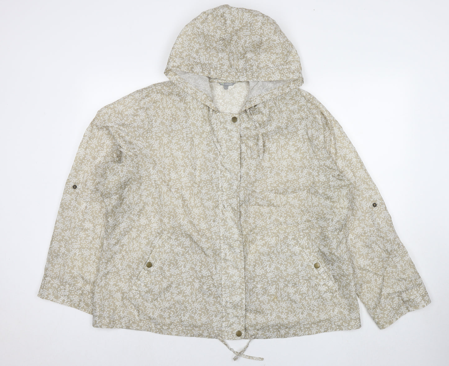 Marks and Spencer Womens Beige Floral Jacket Size XL Zip