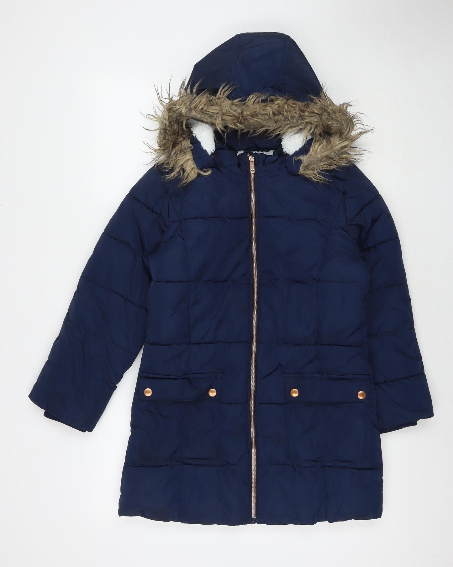 John Lewis Girls Blue Quilted Jacket Size 10 Years Zip