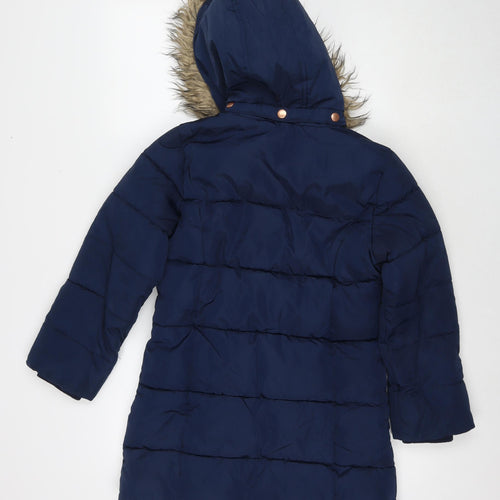 John Lewis Girls Blue Quilted Jacket Size 10 Years Zip